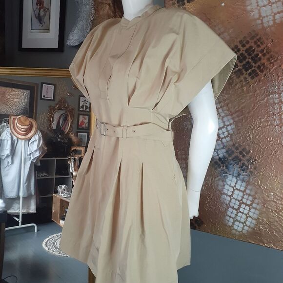 Zara Cotton Blend Elegant Tan Mini Dress - Picture 6 of 14